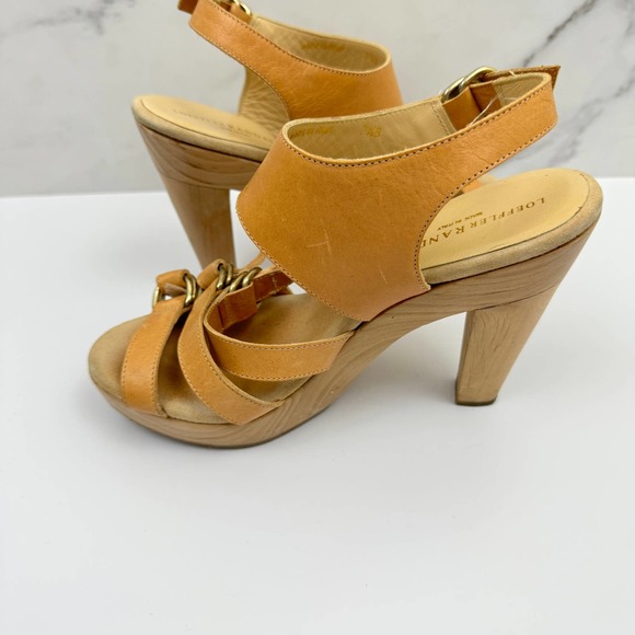 Loeffler Randall Women's Leather Platform Gla Sttappy Wood Sandals Nude Size 7.5 - Picture 3 of 11